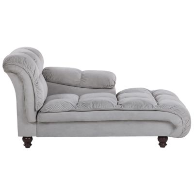 Chaise longue côté gauche LORMONT Velours Gris clair
