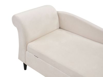 Chaise Longue Beliani PESSAC Velours Beige Avec Rangement, Côté Gauche