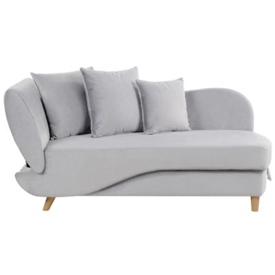 Chaise longue côté gauche MERI Velours Gris clair avec rangement