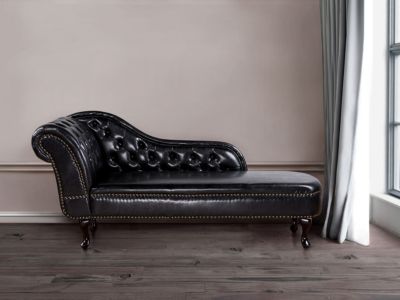 Chaise longue côté gauche NIMES Cuir PU Noir
