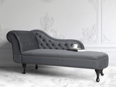 Chaise longue côté gauche NIMES Velours Gris