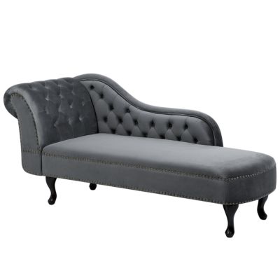 Chaise longue côté gauche NIMES Velours Gris