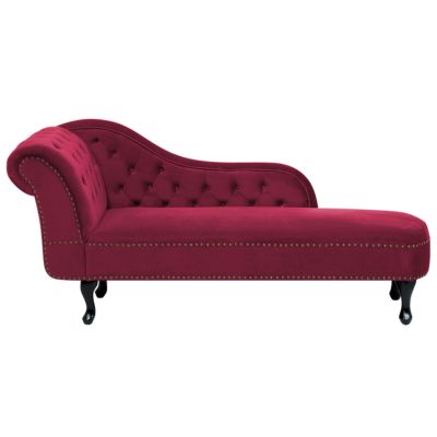 Chaise longue côté gauche NIMES Velours Rouge Bordeaux