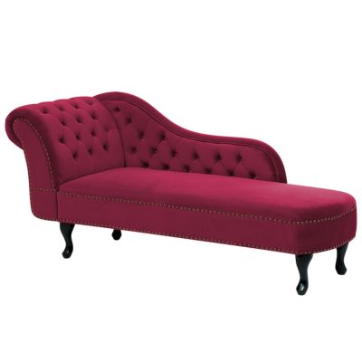 Chaise longue côté gauche NIMES Velours Rouge Bordeaux