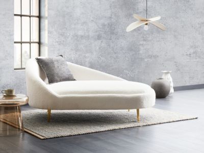 Chaise longue côté gauche VALREAS Bouclé Blanc cassé