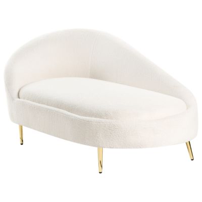 Chaise longue côté gauche VALREAS Bouclé Blanc cassé