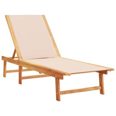 Chaise longue crème bois d'acacia solide et textilène vidaXL
