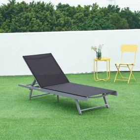 Chaise longue de jardin Baragiano 197 x 64 x 30 cm anthracite gris foncé casa.pro