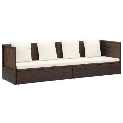Chaise longue de jardin en résine tressée - Vidaxl - Brun - 200 x 60 x 58 cm - Coussins inclus