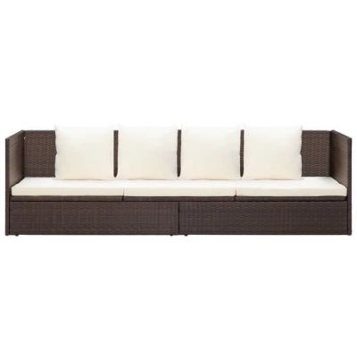 Chaise longue de jardin en résine tressée - Vidaxl - Brun - 200 x 60 x 58 cm - Coussins inclus