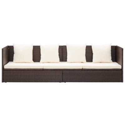 Chaise longue de jardin en résine tressée - Vidaxl - Brun - 200 x 60 x 58 cm - Coussins inclus