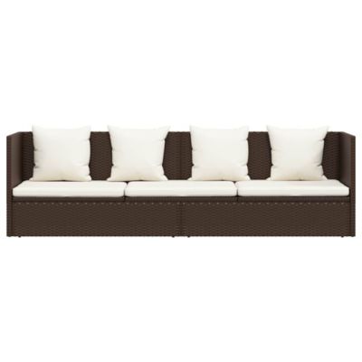 Chaise longue de jardin en résine tressée - Vidaxl - Brun - 200 x 60 x 58 cm - Coussins inclus