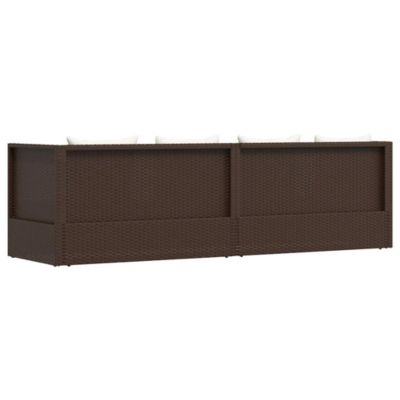 Chaise longue de jardin en résine tressée - Vidaxl - Brun - 200 x 60 x 58 cm - Coussins inclus
