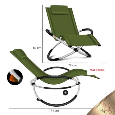 Chaise Longue de Relaxation Transat Chaise Longue Jardin Pliante à Bascule Fauteuil à Bascule Fauteuil Relax Ergonomique