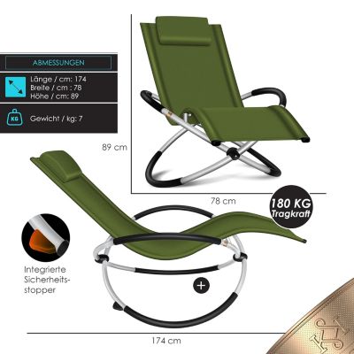 Chaise Longue de Relaxation Transat Chaise Longue Jardin Pliante à Bascule Fauteuil à Bascule Fauteuil Relax Ergonomique