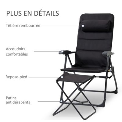 Repose-pieds Pliable Aluminium – Maille Respirante, Structure Triangulaire, 44-76 Cm, 424 G, Pour Chaise De Camping, Plage, Inclinable