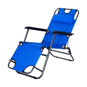 Chaise longue inclinable transat bain de soleil 2 en 1 pliant têtière amovible acier oxford