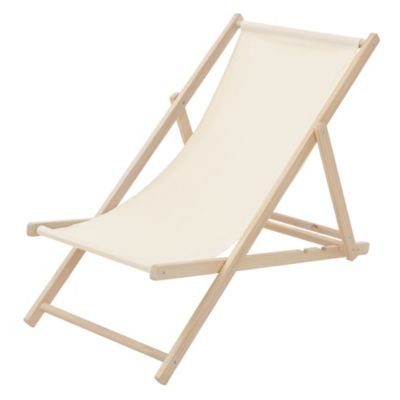 Chaise longue jardin pliable ECD Germany beige en bois jusqu'à 120 kg usage intérieur et extérieur