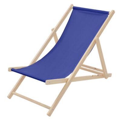 Chaise longue jardin pliable ECD Germany bleue en bois jusqu'à 120 kg usage intérieur et extérieur