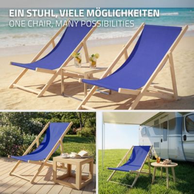 Chaise longue jardin pliable ECD Germany bleue en bois jusqu'à 120 kg usage intérieur et extérieur