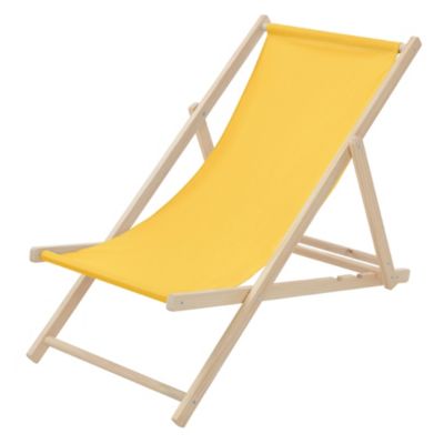 Chaise longue jardin pliable ECD Germany jaune en bois jusqu'à 120 kg usage intérieur et extérieur