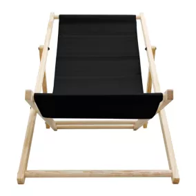 Chaise longue pliable 117x52x10 cm noir en bois