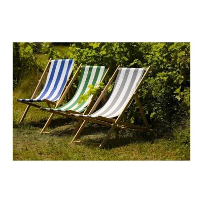 Chaise longue pliante JARDIN PRIVE Cancale en tissu rayé vert avec 4 positions
