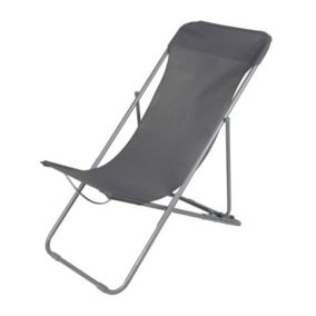 Chaise Longue Pliante transat Chilienne Métal Gris Anthracite 85x56x90cm