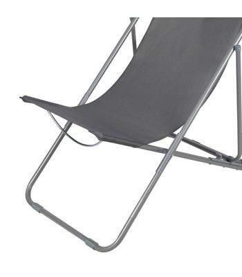 Chaise Longue Pliante transat Chilienne Métal Gris Anthracite 85x56x90cm