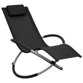 Chaise longue pour enfants - VIDAXL - Noir - Pliable - Acier enduit de poudre et textilène