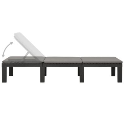 Chaise longue - VIDAXL - Plastique Anthracite - Dossier réglable - Coussin confortable