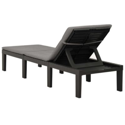 Chaise longue - VIDAXL - Plastique Anthracite - Dossier réglable - Coussin confortable