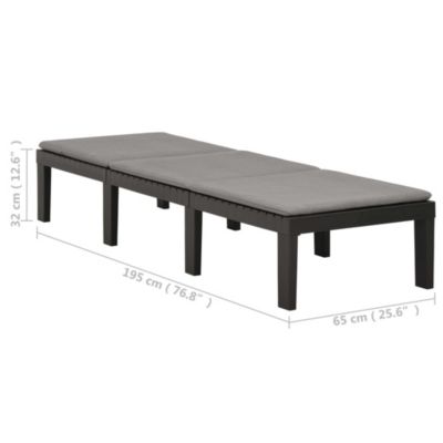 Chaise longue - VIDAXL - Plastique Anthracite - Dossier réglable - Coussin confortable