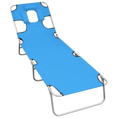 Chaise longue - vidaXL - Pliable - Acier enduit de poudre - Dossier réglable - Bleu turquoise