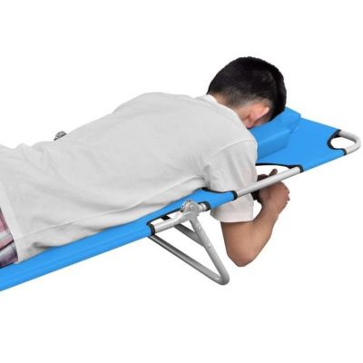 Chaise longue - vidaXL - Pliable - Acier enduit de poudre - Dossier réglable - Bleu turquoise