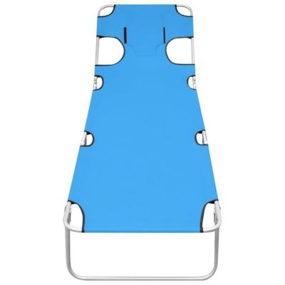 Chaise longue - vidaXL - Pliable - Acier enduit de poudre - Dossier réglable - Bleu turquoise