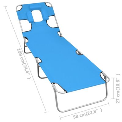 Chaise longue - vidaXL - Pliable - Acier enduit de poudre - Dossier réglable - Bleu turquoise