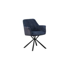 Chaise LUCIA Bouclé Bleu Dos PU Bleu, dimension H82.5 x L62 x P63, idéal pour votre cuisine ou salle à manger