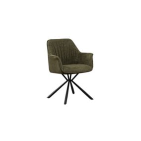 Chaise LUCIA Bouclé Vert Dos PU Vert foncé, dimension H82.5 x L62 x P63, idéal pour votre cuisine ou salle à manger