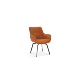 Chaise MADO Pivotant Velours côtelé Orange, dimension H84 x L63 x P63, idéal pour votre cuisine ou salle à manger