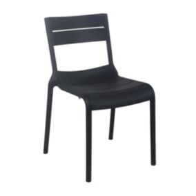 Chaise noire de terrasse en plastique  Oviala