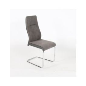 Chaise OLIVIER design en métal et tissu coloris gris - Lot de 4