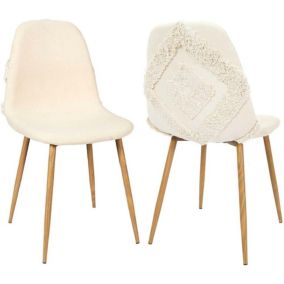 Chaise pieds imitation bois assise en tissu Faro (Lot de 2)