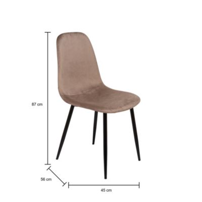 Chaise Pismo, Fauteuil recouvert de velours, Chaise de salle à manger rembourrée, Siège de réunion, 45x56h87 cm, Tourterelle