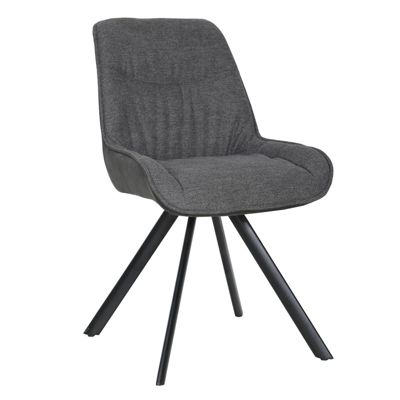 Chaise pivotante 180 degré tissu gris anthracite pieds métal noir - JADEN