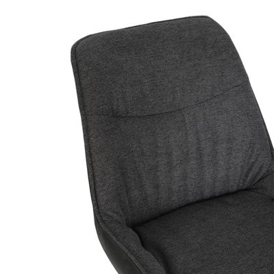 Chaise pivotante 180 degré tissu gris anthracite pieds métal noir - JADEN