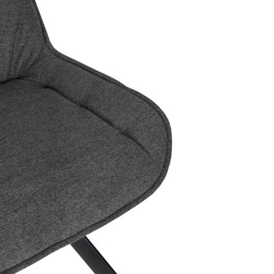Chaise pivotante 180 degré tissu gris anthracite pieds métal noir - JADEN