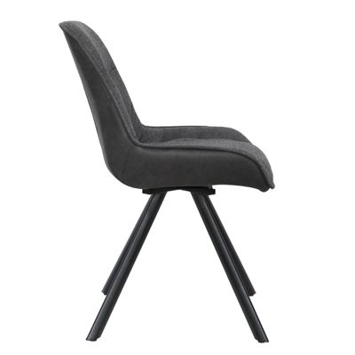 Chaise pivotante 180 degré tissu gris anthracite pieds métal noir - JADEN