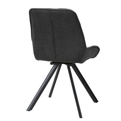 Chaise pivotante 180 degré tissu gris anthracite pieds métal noir - JADEN