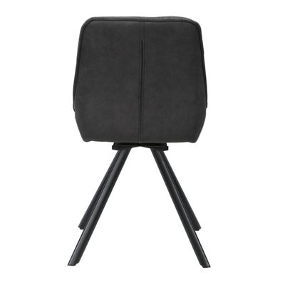 Chaise pivotante 180 degré tissu gris anthracite pieds métal noir - JADEN